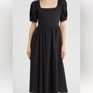 WAYF puffed sleeve midi dress